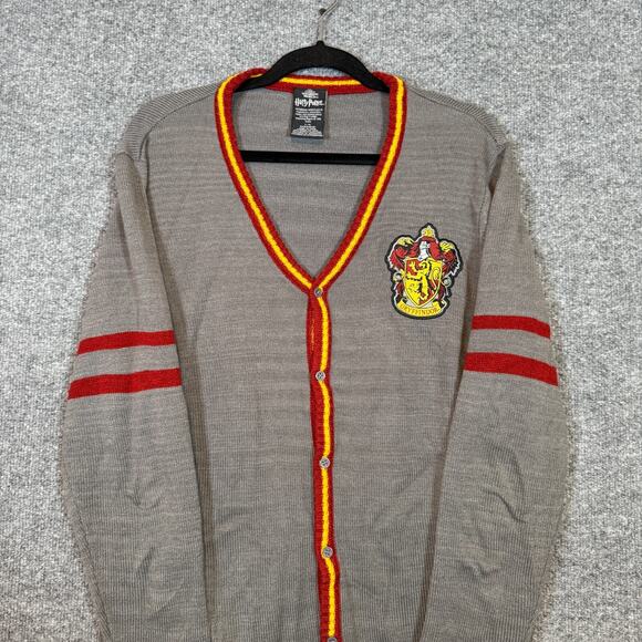 Harry Potter Wizarding World Sweater Womens Large Gray Gryffindor Cardigan - Picture 4 of 10